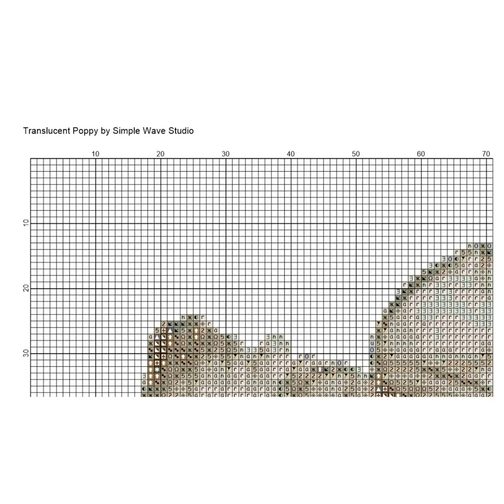 Poppy Flower Translucent Counted Cross Stitch Pattern Chart - Picture 5 of 6